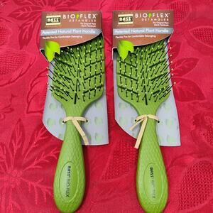 2 Pk New Bass Bio Flex Detangler Purple Grey Brush